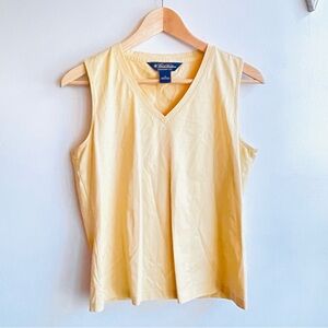 Brooks Brothers Women’s Yellow Tank Top‎ Sleeveless V-Neck Cotton size medium
